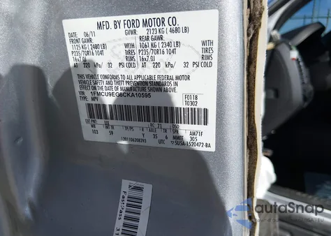 2012 Ford Escape Limited from USA, damaged, VIN 1FMCU9EG6CKA10595